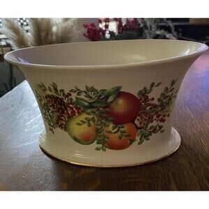 Lenox Williamsburg Boxwood &Pine Oval Cachepot Centerpiece Planter Gold Trim